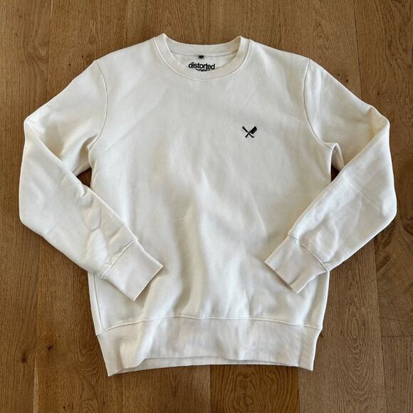 Distorted People Classic Crew Neck Sweater in Cream - Picture 1 of 4